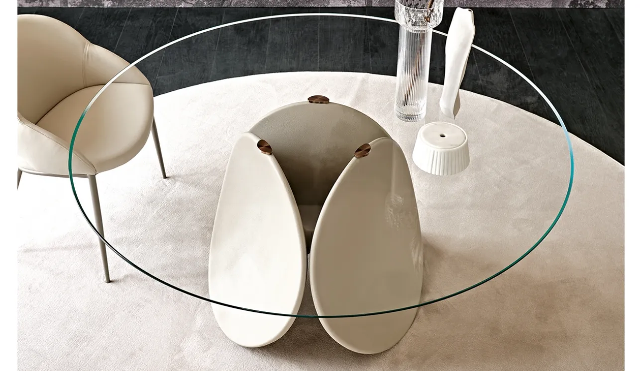 Tavolo scultura rotondo in vetro trasparente Maxim di Cattelan Italia