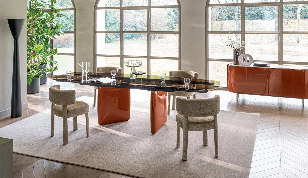 Tavolo allungabile Riverstone in vetro di Calligaris