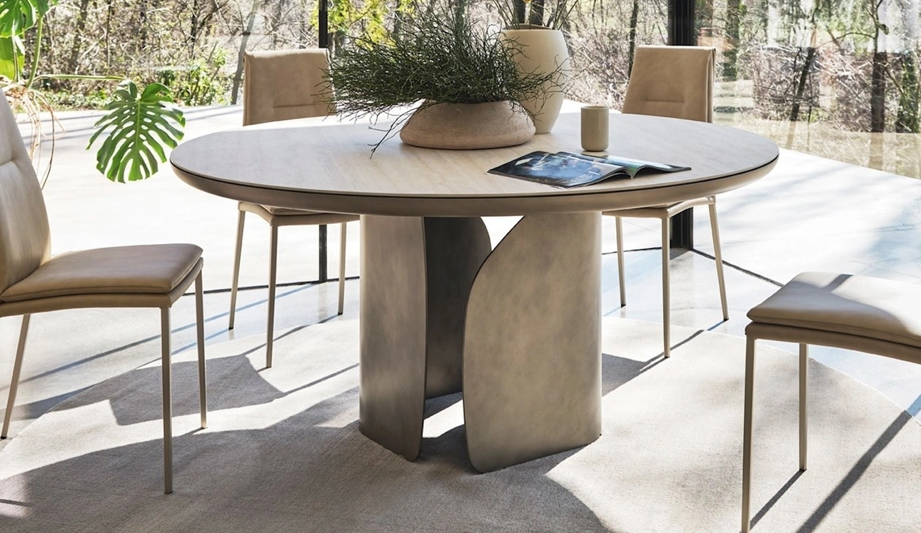 Tavolo rotondo in ceramica Twins di Calligaris