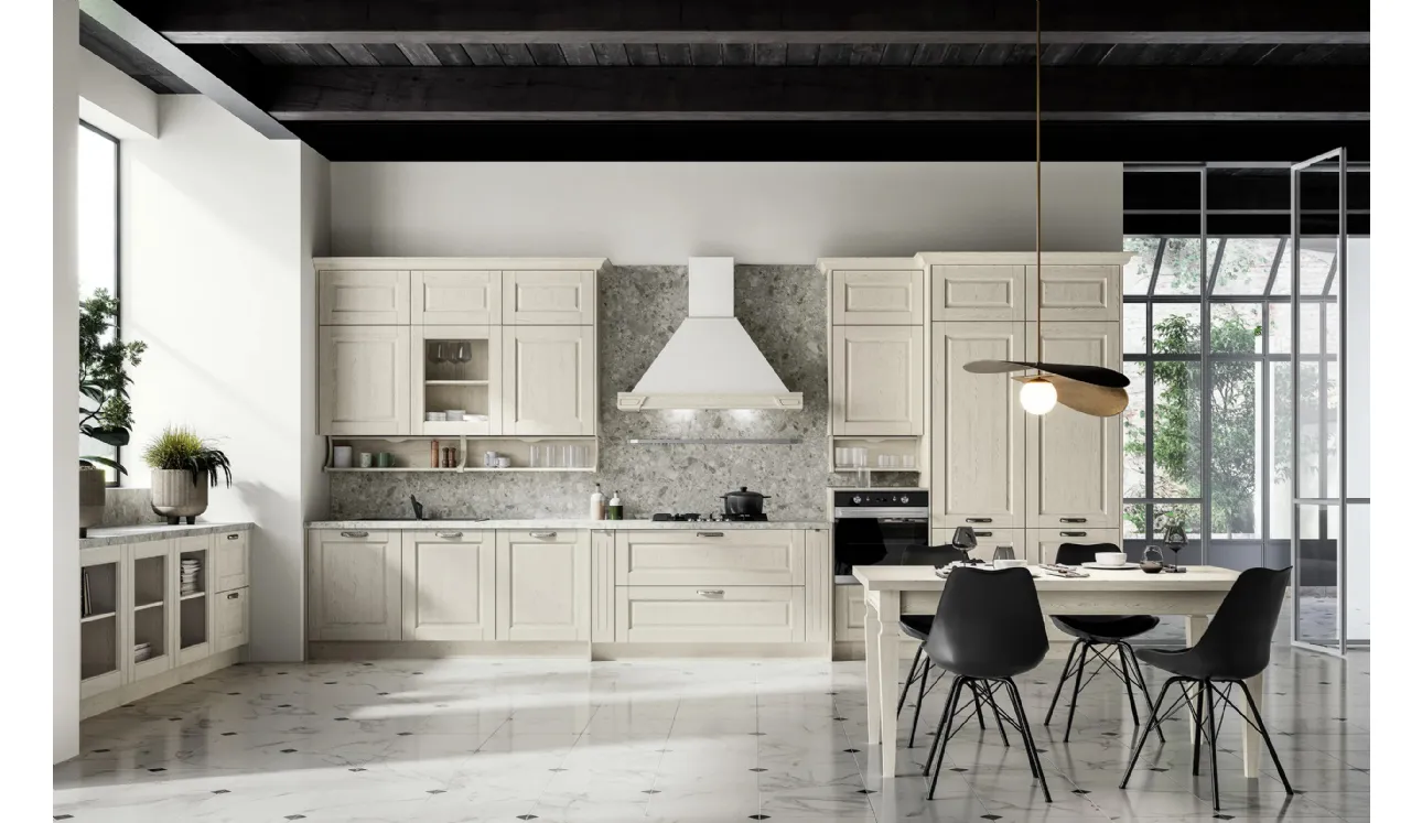 Cucina Classica lineare in frassino bianco Asolo 05 di Arredo3