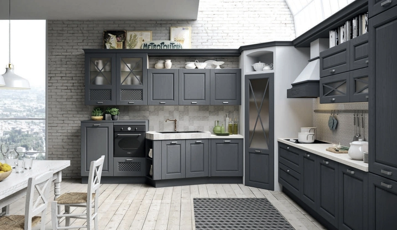 Cucina Classica angolare Bellagio in Frassino Antracite di Aran