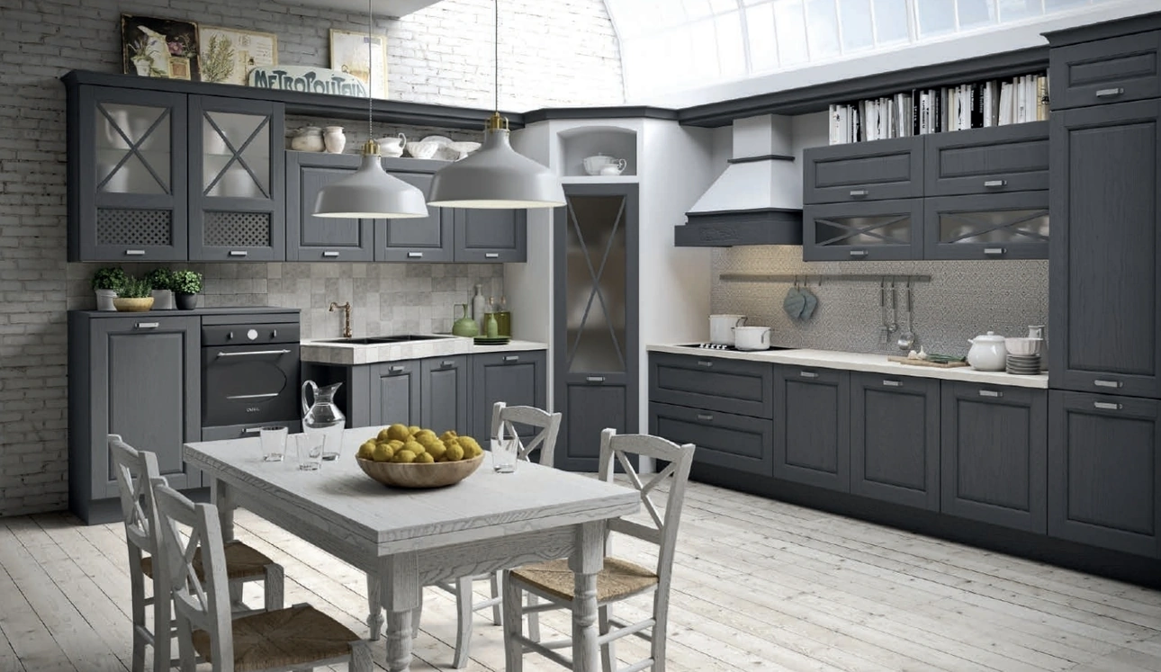 Cucina Classica angolare Bellagio in Frassino Antracite di Aran
