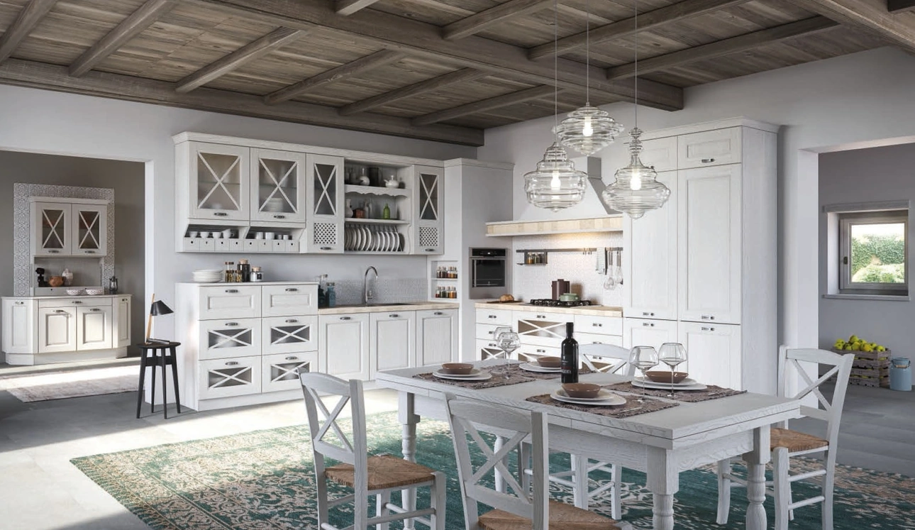 Cucina Classica angolare Bellagio in Frassino tinto Corda decapé di Aran