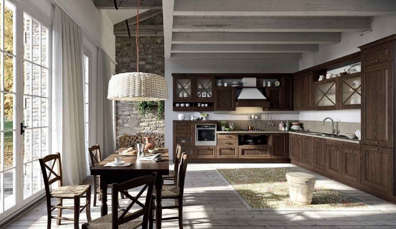 Cucina Classica Bellagio angolare in Frassino tinto Noce di Aran