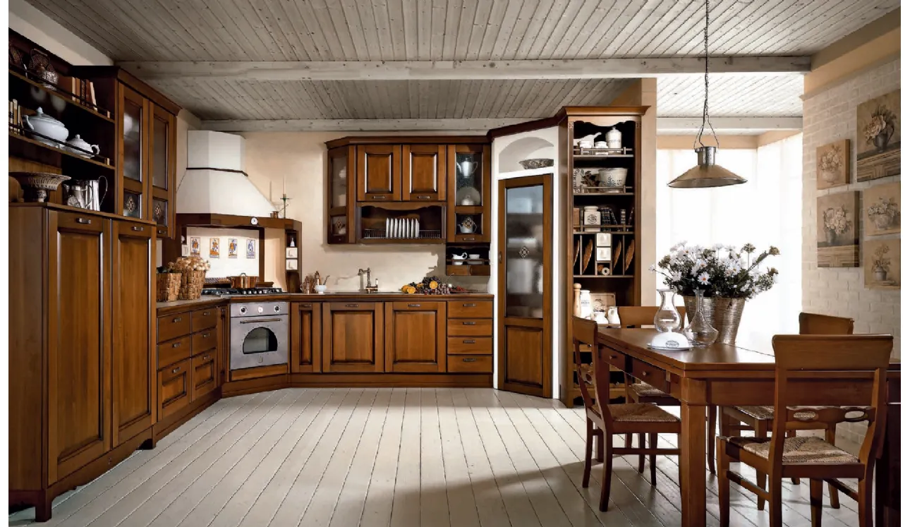 Cucina Classica Etrusca angolare in legno di Aran