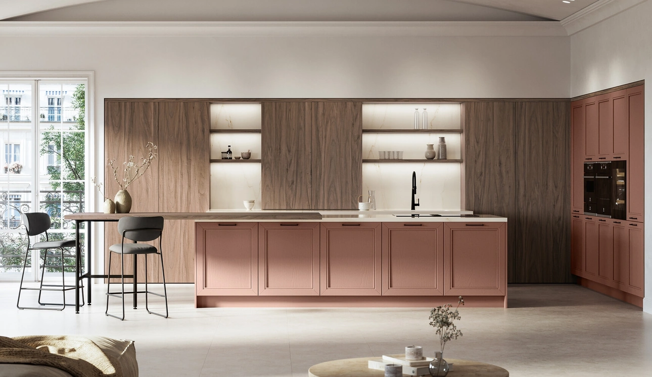 Cucina Classica in laccato a poro aperto con isola Opera di Arredo3