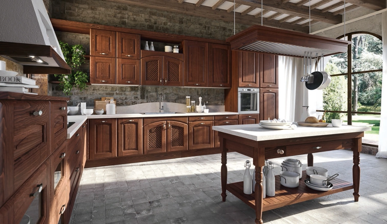 Cucina Classica Trevi angolare Trevi in Castagno tinto Noce di Aran