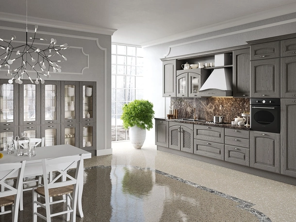 Cucina Classica Trevi lineare Trevi in Castagno tinto Titanio di Aran