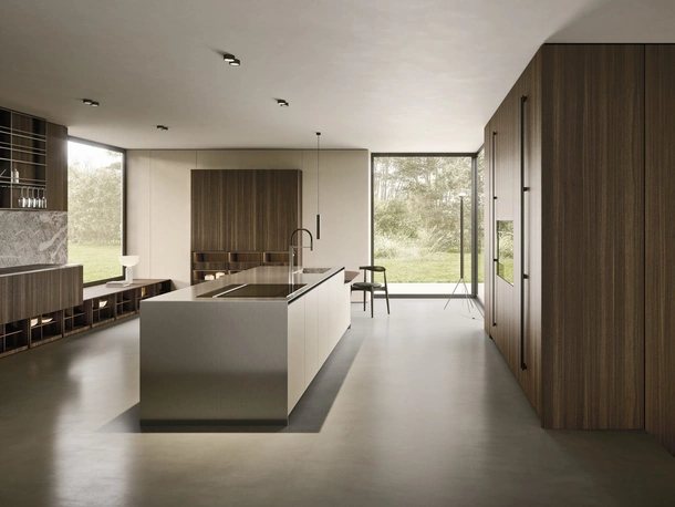 Cucina Design con isola C01 in legno e laccato di Copat Life