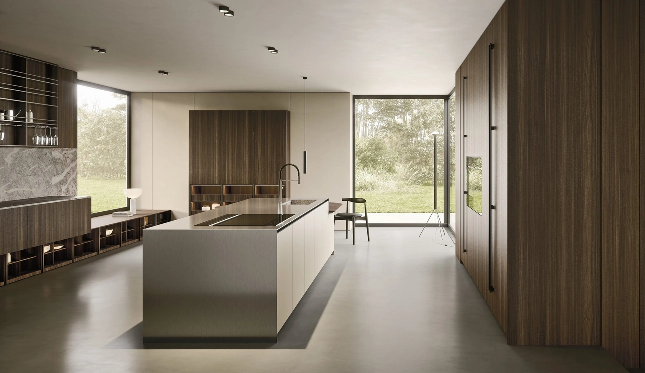 Cucina Design con isola C01 in legno e laccato di Copat Life