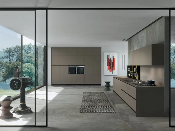 Cucina Design ad angolo in Fenix NTM grigio Sistemi 3|1|B di Copat Life