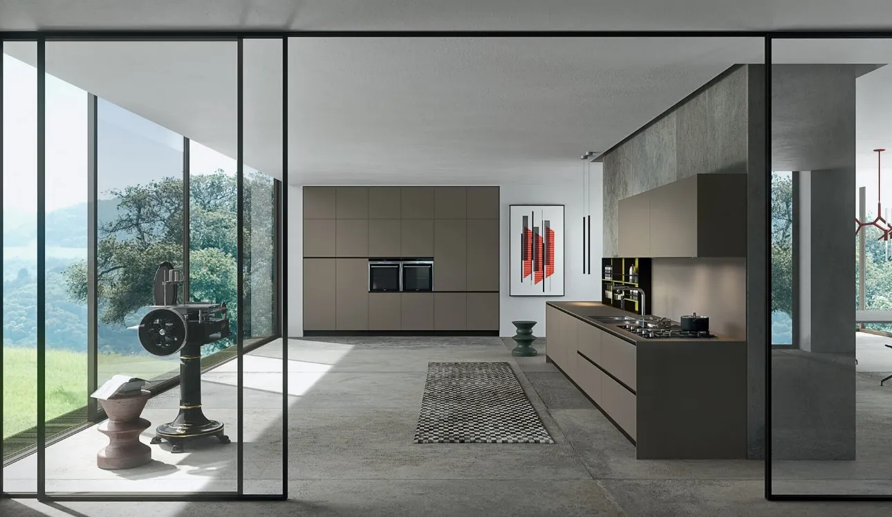 Cucina Design ad angolo in Fenix NTM grigio Sistemi 3|1|B di Copat Life