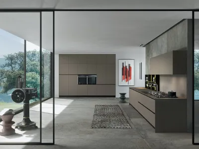 Cucina Design ad angolo in Fenix NTM grigio Sistemi 3|1|B di Copat Life