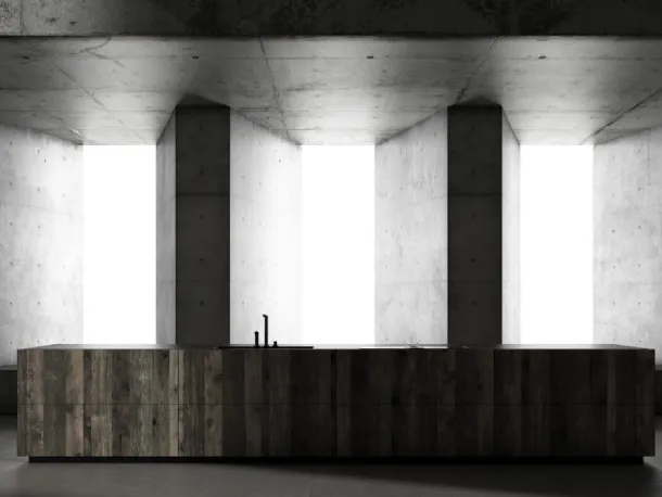Cucina Design lineare Lab 40 01 in rovere ossido di Nova Cucina