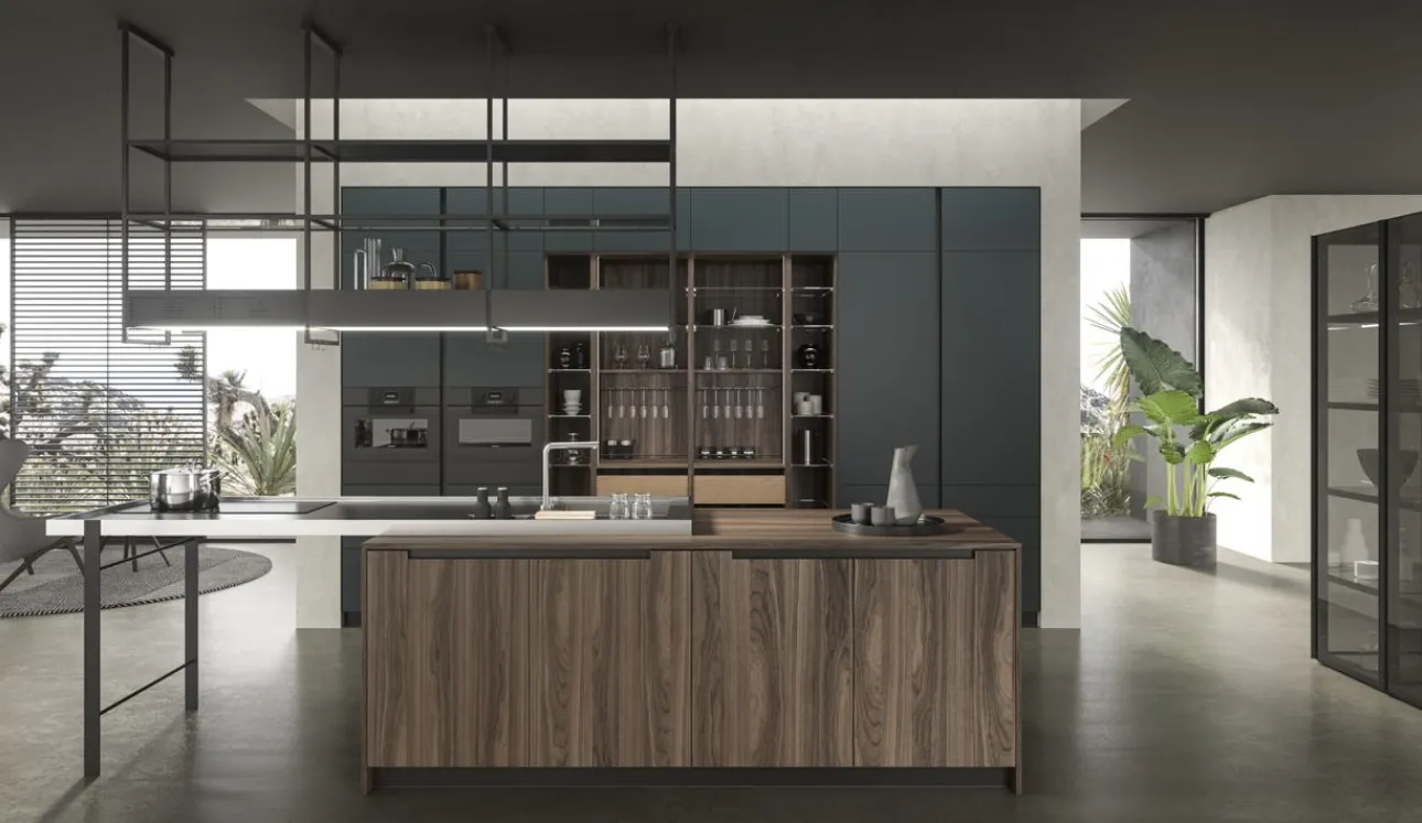 Cucina Design in laccato con isola in essenza Lab13 Kitchen 02 di Aran