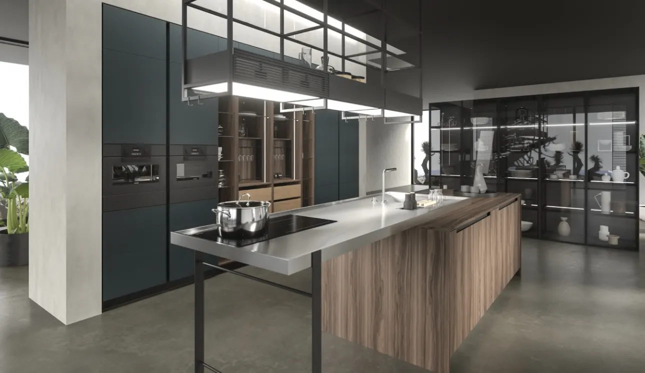 Cucina Design in laccato con isola in essenza Lab13 Kitchen 02 di Aran