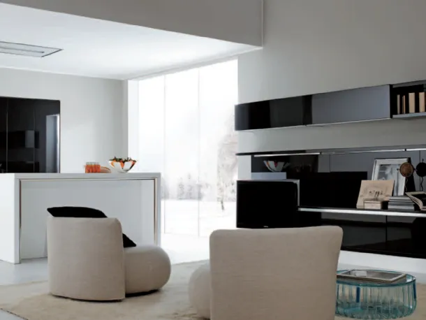 Cucina Design lineare Met Cover in Laminato Bianco di Aran