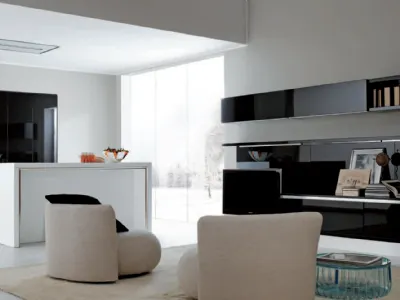 Cucina Design lineare Met Cover in Laminato Bianco di Aran
