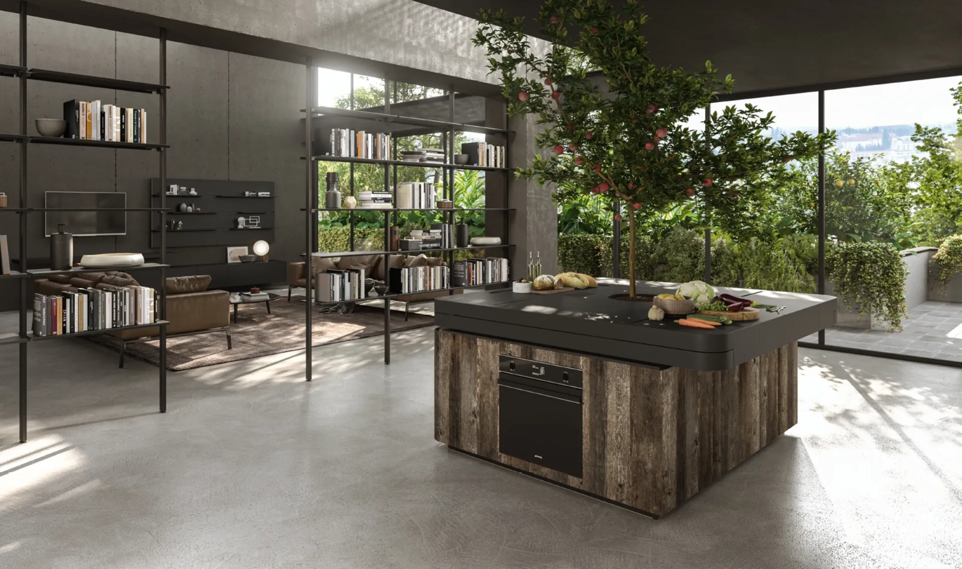 Cucina Design a isola Oasi in Rovere ossidato di Aran