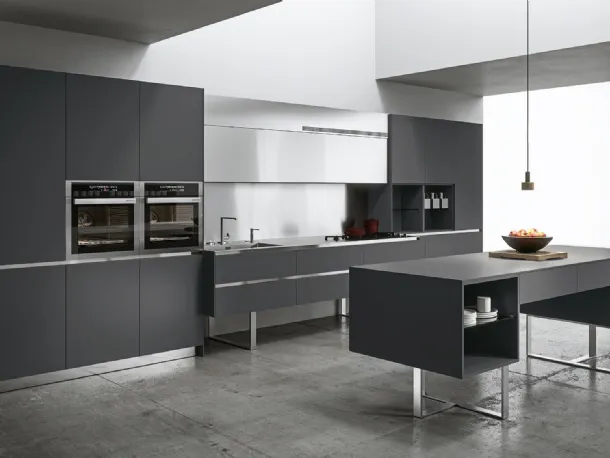 Cucina Design lineare Sipario in Fenix Grigio Bromo di Aran