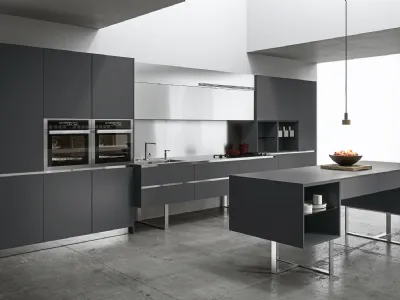 Cucina Design lineare Sipario in Fenix Grigio Bromo di Aran