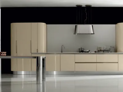 Cucina Design lineare Volare in laccato lucido spazzolato Avorio di Aran