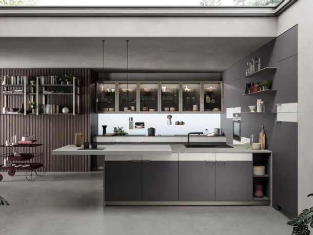 Cucina Moderna con penisola in laminato HPL Scacco Matto di Aran