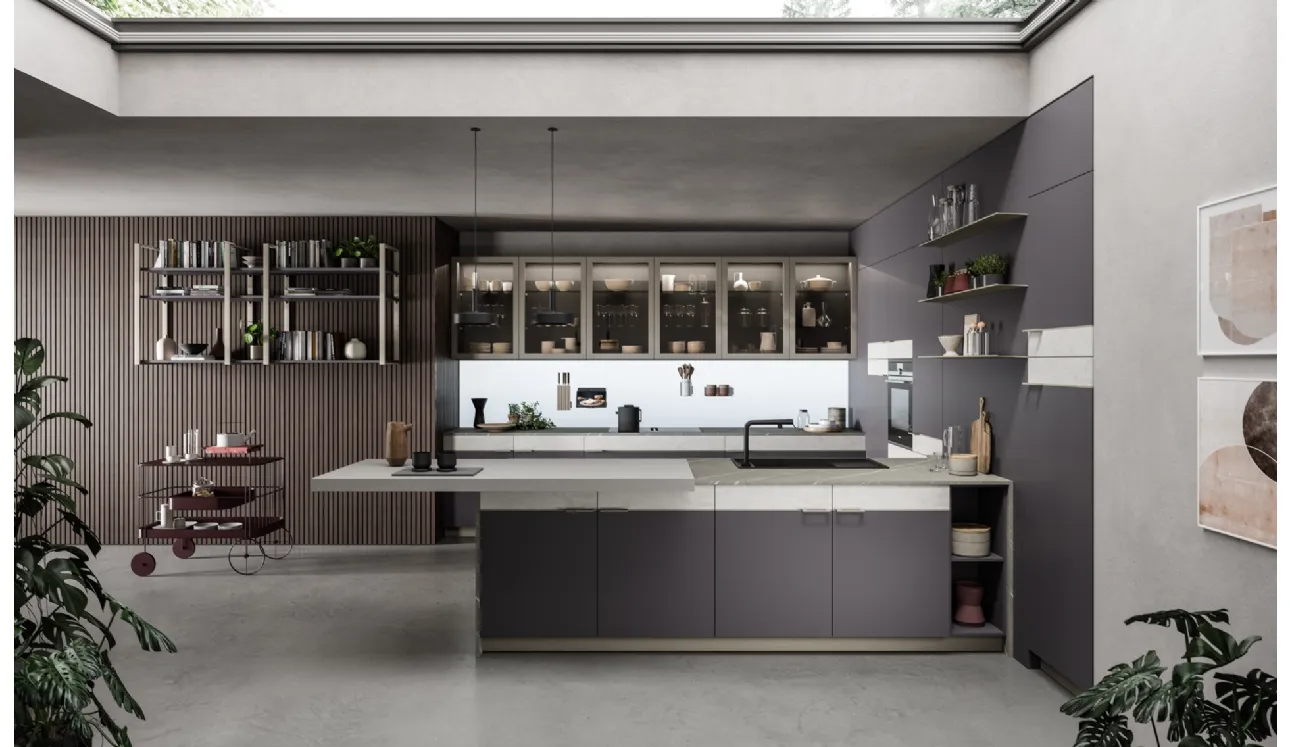 Cucina Moderna con penisola in laminato HPL Scacco Matto di Aran