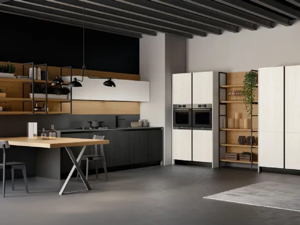 Cucina Moderna angolare in legno laccato Asia 02 di Arredo3