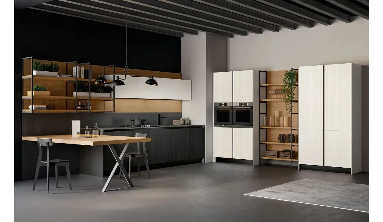 Cucina Moderna angolare in legno laccato Asia 02 di Arredo3