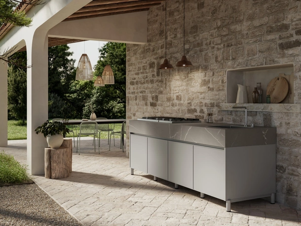 Cucina Moderna in alluminio per esterno Aura 02 di Arredo3