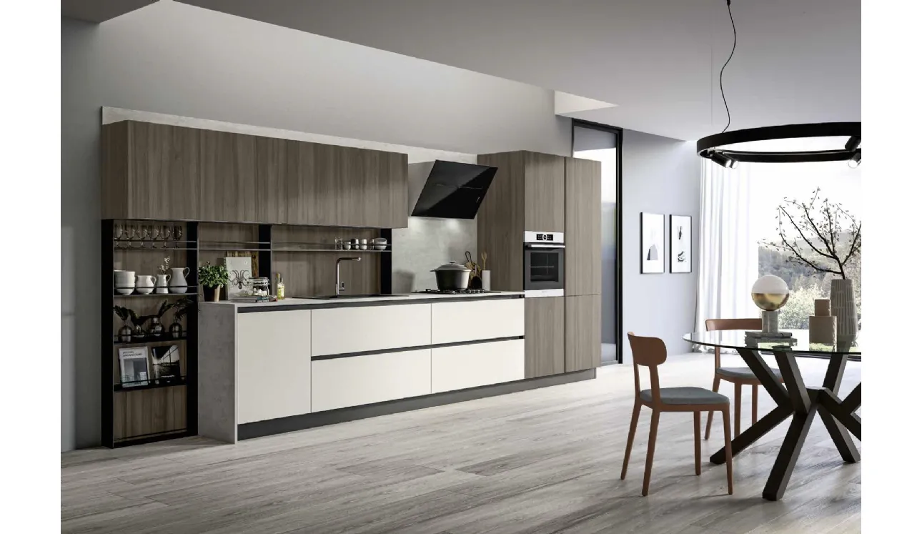 Cucina Moderna lineare in laccato e laminato Cloe 01 di Arredo3