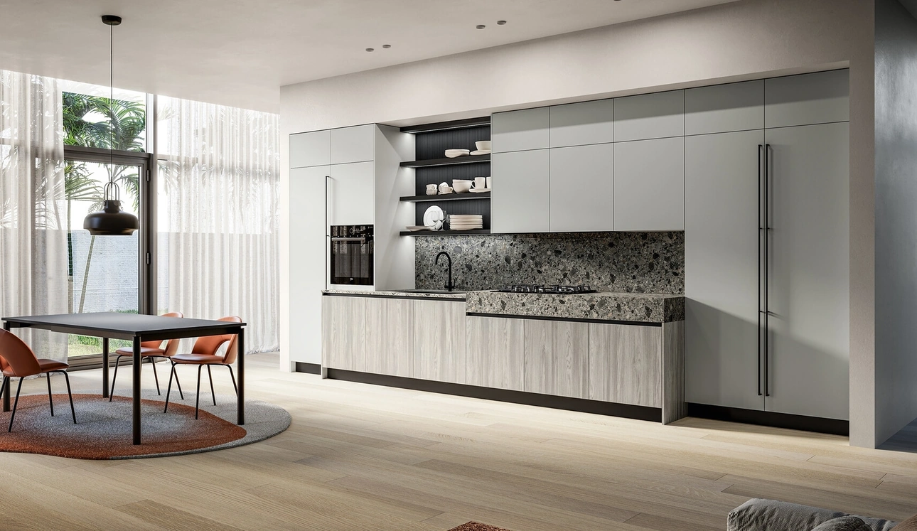 Cucina Moderna lineare Cloe 02 in laminato e laccato di Arredo3