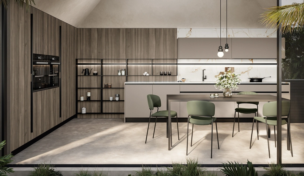 Cucina Moderna angolare Cloe 04 in laccato e laminato di Arredo3