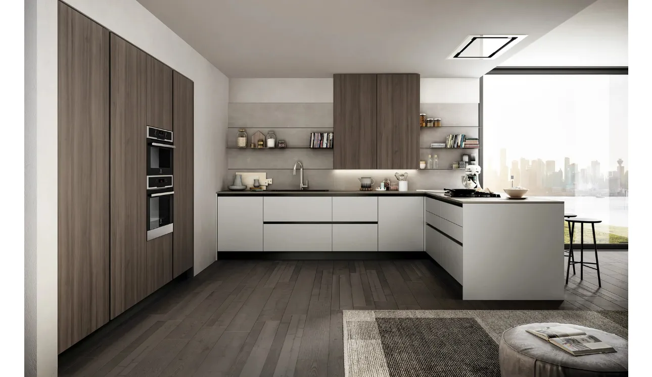 Cucina Moderna in laccato e laminato con penisola Cloe 06 di Arredo3