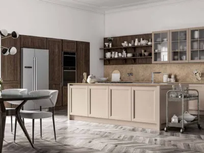 Cucina Moderna con isola Frame 02 in rovere laccato opaco e marmo di Nova Cucina
