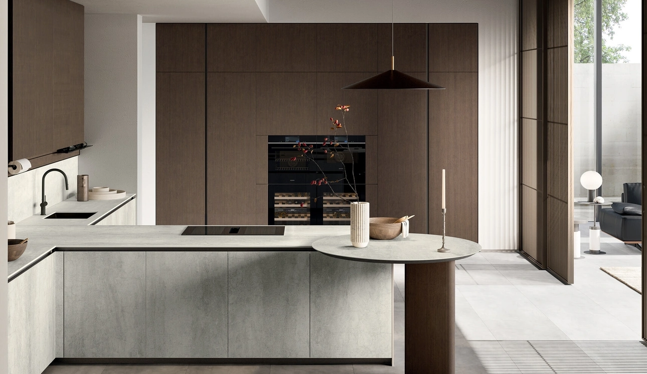 Cucina Moderna con penisola Glass 01 di Arredo3