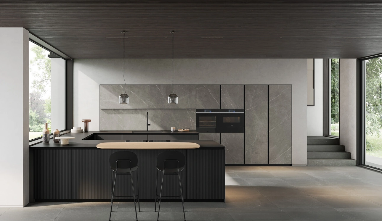 Cucina Moderna con penisola Glass 04 di Arredo3