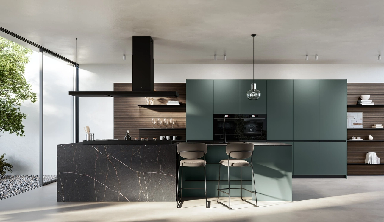 Cucina Moderna con isola Kalì 09 in pet e laminato di Arredo3