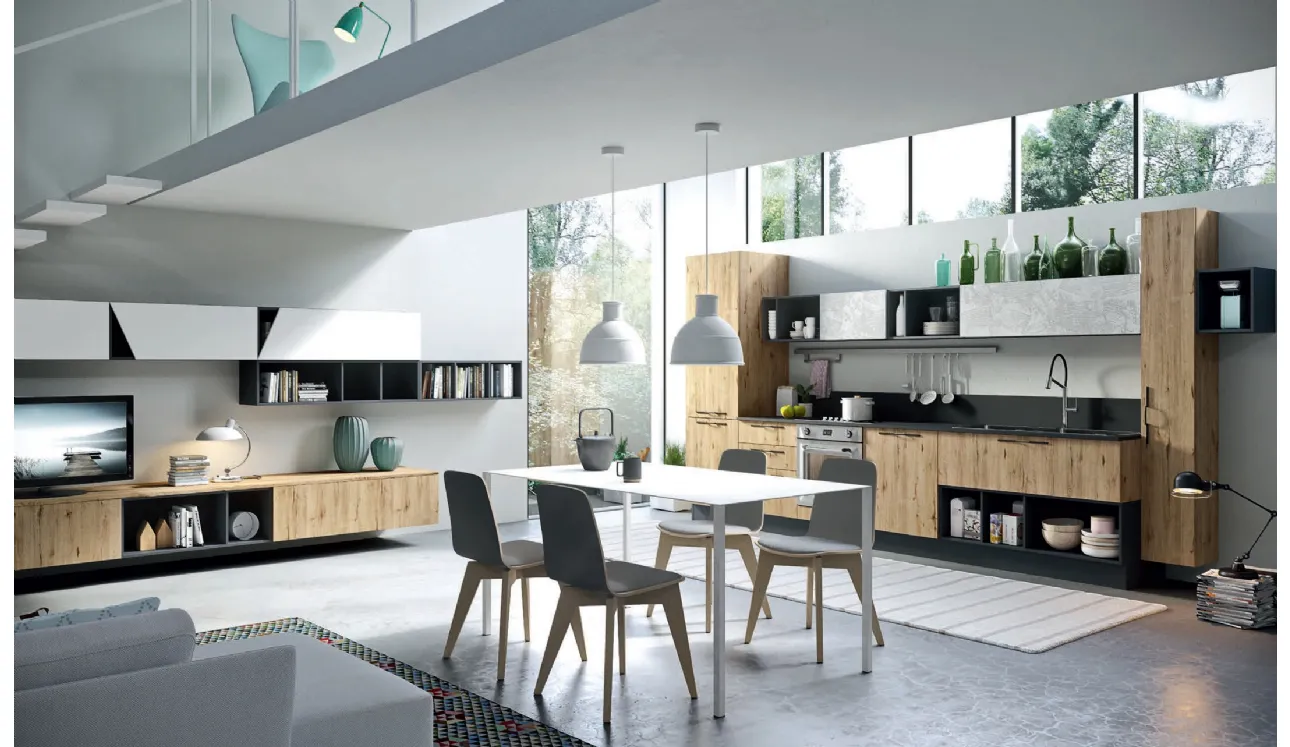 Cucina Moderna lineare Mia in LPL Rovere Nuova Zelanda di Aran