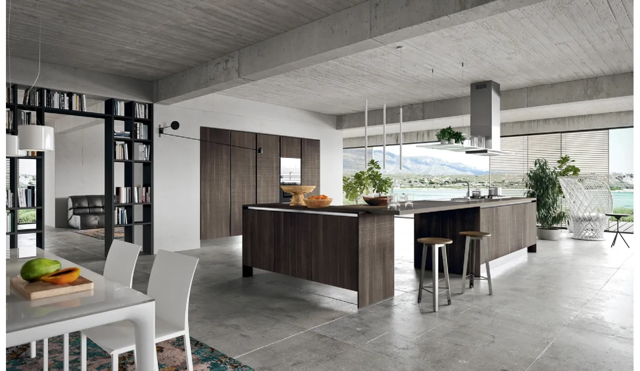 Cucina Moderna Mia in LPL Rovere con isola angolare di Aran