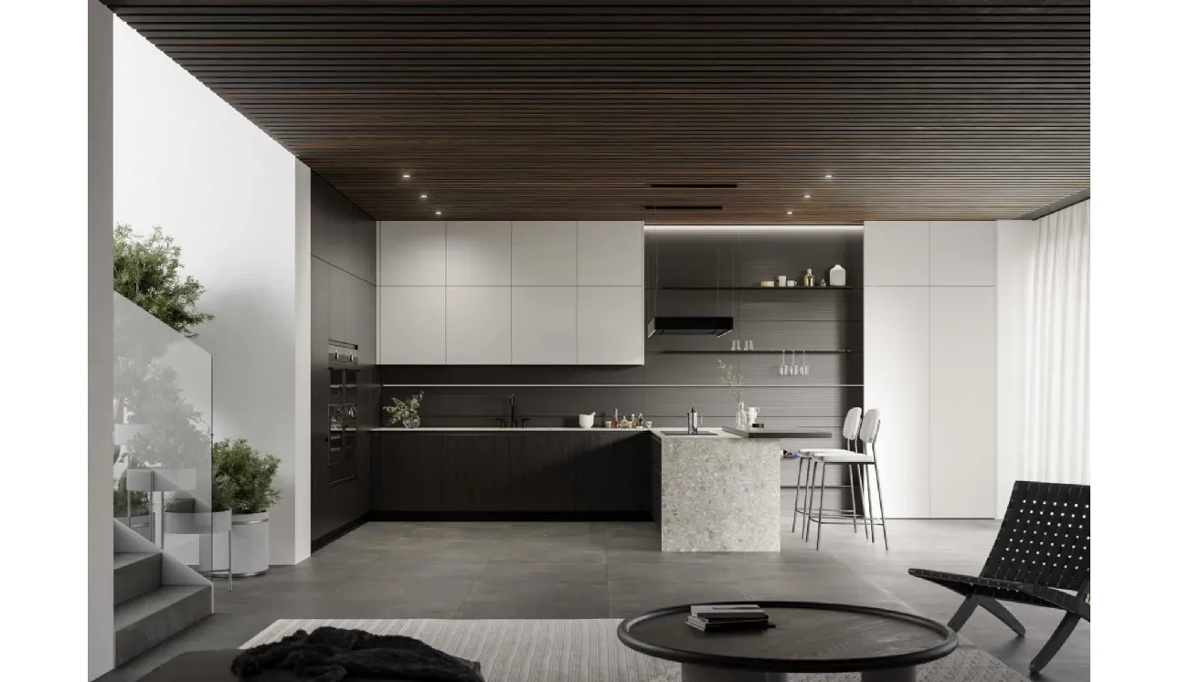 Cucina Moderna in laminato rovere e Pet con penisola Wega 01 di Arredo3