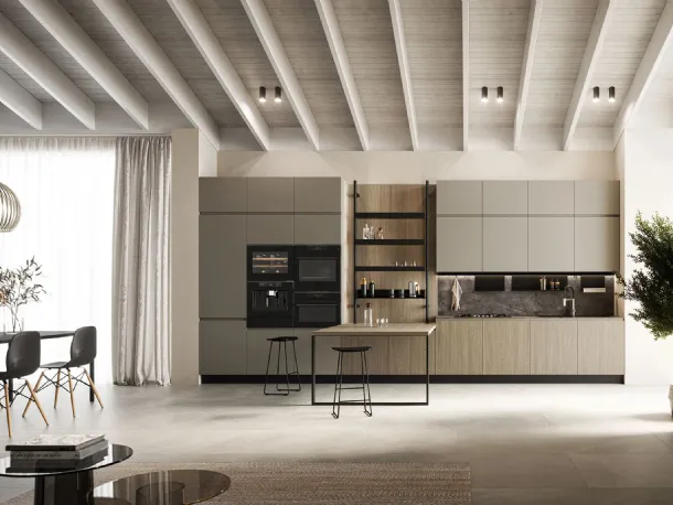 Cucina Moderna in laccato e laminato con penisola Wega 05 di Arredo3