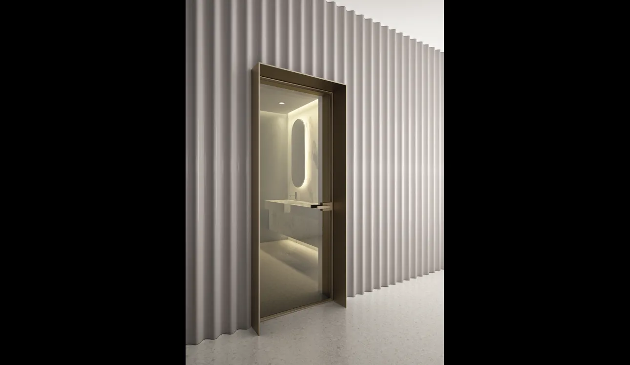 Porta battente per interni Entre-Deux-Battente in vetro con telaio in alluminio di Albed