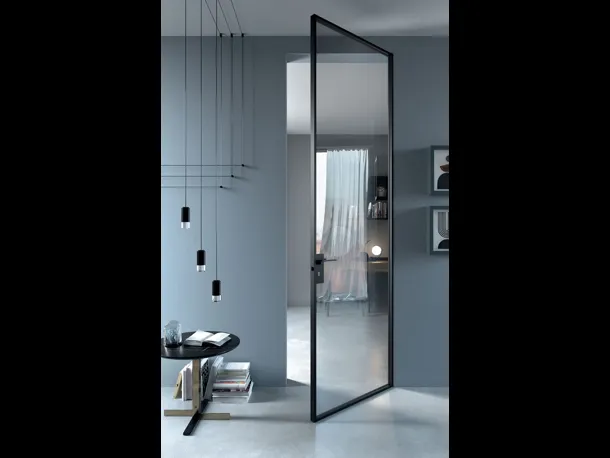 Porta per interni ESP Crystal Frameless in vetro con telaio in alluminio di Guzzini & Fontana