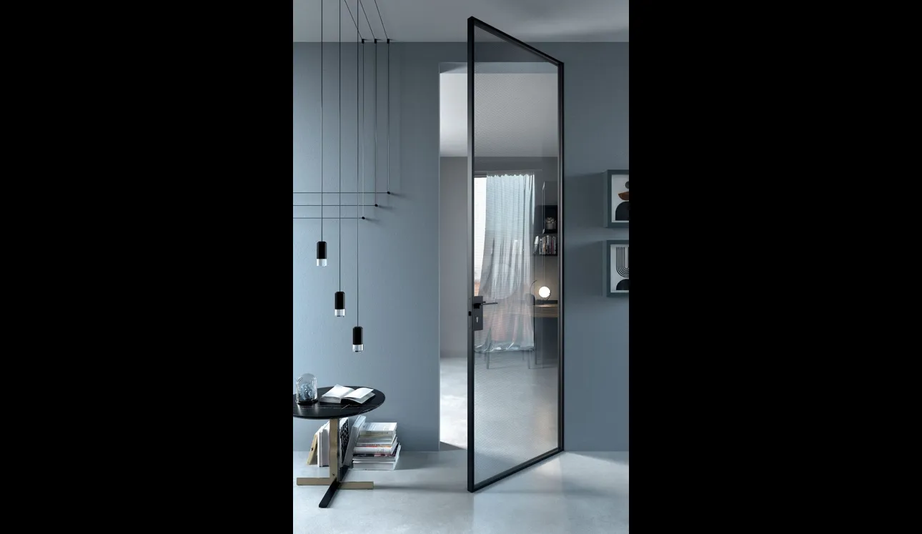 Porta per interni ESP Crystal Frameless in vetro con telaio in alluminio di Guzzini & Fontana