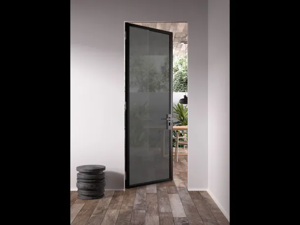 Porta per interni in vetro con telaio in allumiio Next di Albed