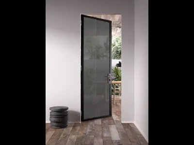 Porta per interni in vetro con telaio in allumiio Next di Albed