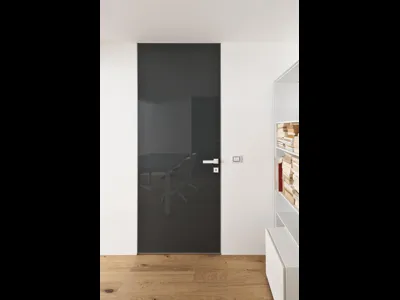 Porta per interni a Filomuro Next in vetro con telaio in alluminio di Albed