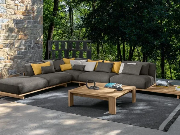 Divano angolare in tessuto con struttura in legno Argo Wood di Talenti